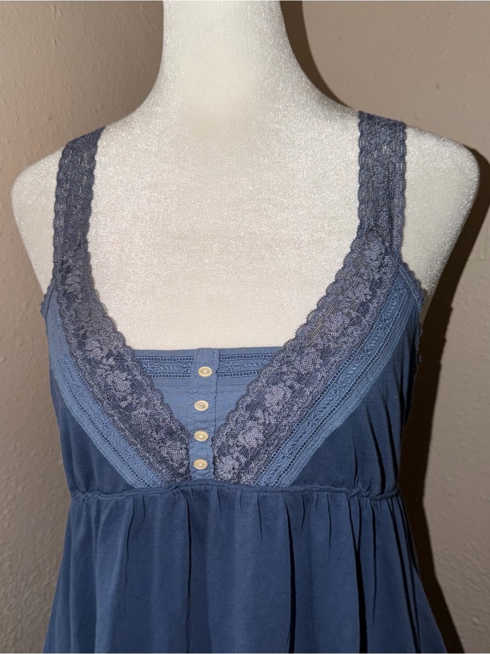 Vintage Y2K Hollister 2000s Lace Trim Babydoll Tank Top - Picture 3 of 6